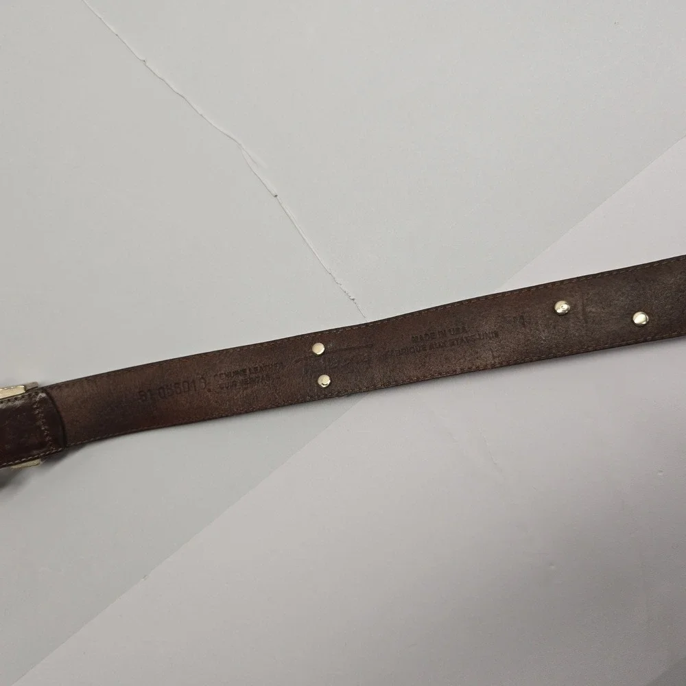 Vintage Brown Leather Gardening Theme Belt Silver Hardware Charms Size M USA